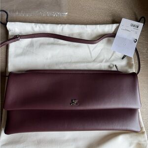 Courreges Burgundy Cuff Leather Clutch
